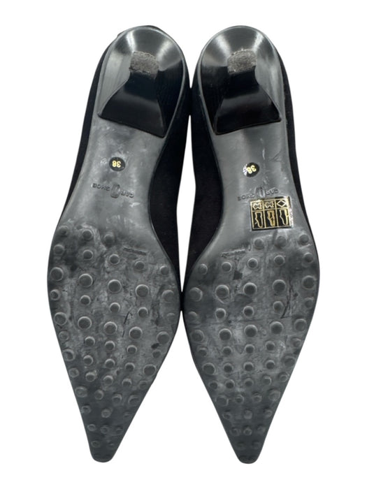 Car Shoe Shoe Size 38 Black Suede Pointed Toe Tassel Oxford Kitten Heel Pumps Black / 38