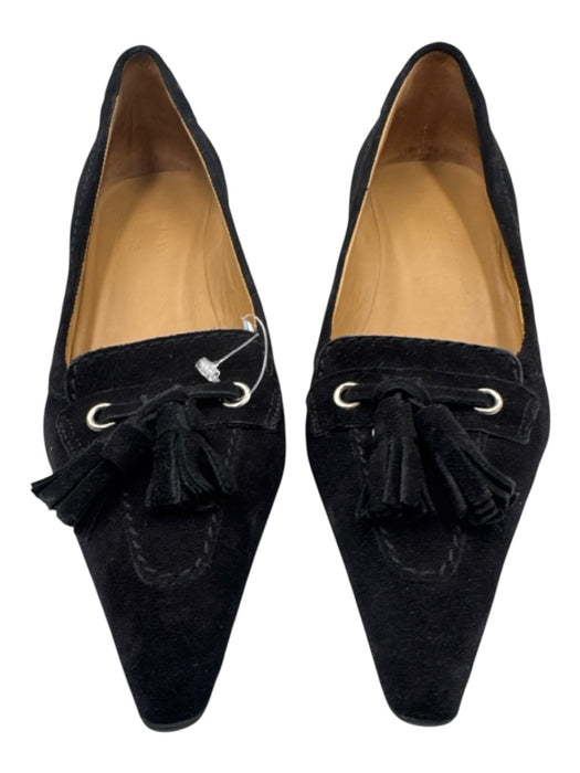 Car Shoe Shoe Size 38 Black Suede Pointed Toe Tassel Oxford Kitten Heel Pumps Black / 38
