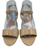 Prada Shoe Size 38 Beige Patent Leather Round Toe Silver Buckle Wedge Sandals Beige / 38