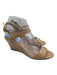 Prada Shoe Size 38 Beige Patent Leather Round Toe Silver Buckle Wedge Sandals Beige / 38