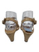 Prada Shoe Size 38 Beige Patent Leather Round Toe Silver Buckle Wedge Sandals Beige / 38