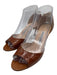 Manolo Blahnik Shoe Size 37.5 Brown Alligator Leather Open Toe Mid Heel Sandals Brown / 37.5
