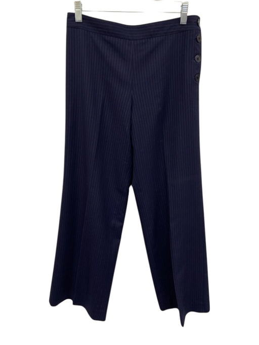 Ralph Lauren Purple Label Size 4 Navy Blue Wool pleat front Pinstripe Pants Navy Blue / 4