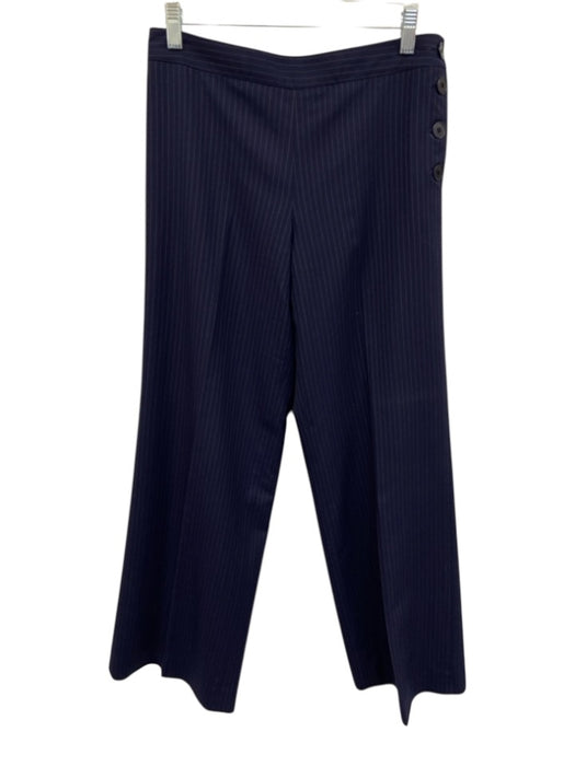 Ralph Lauren Purple Label Size 4 Navy Blue Wool pleat front Pinstripe Pants Navy Blue / 4