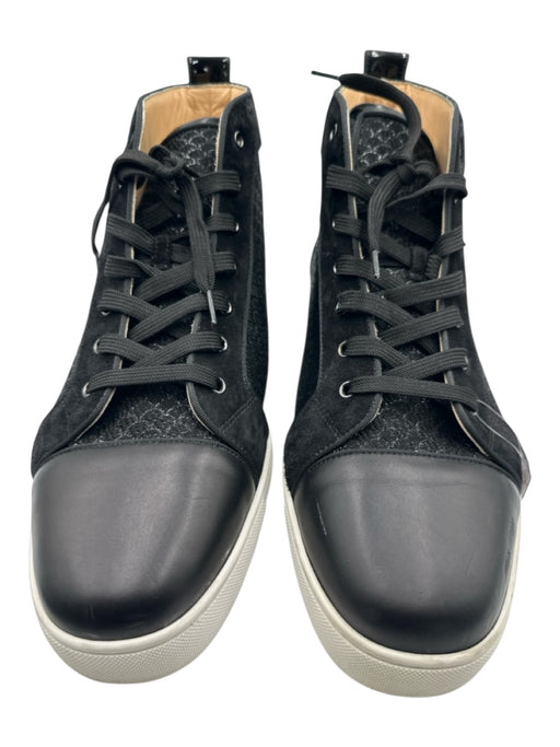 Christian Louboutin Shoe Size 50 Black & White Leather & Canvas High Top Shoes Black & White / 50