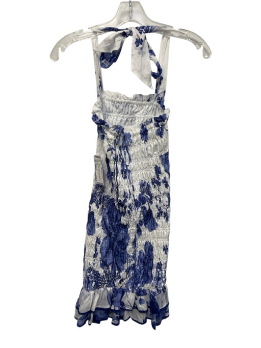 Charo Ruiz Ibiza Size Medium Blue & White Cotton Blend Sleeveless Floral Dress Blue & White / Medium
