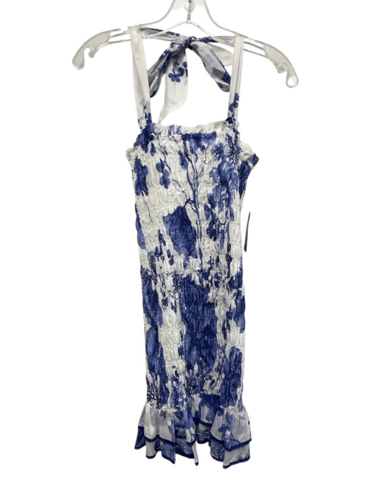 Charo Ruiz Ibiza Size Medium Blue & White Cotton Blend Sleeveless Floral Dress Blue & White / Medium