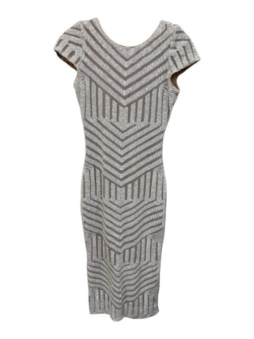Dress the Population Size Small White Polyester Blend Cap Sleeve Sequinned Dress White / Small