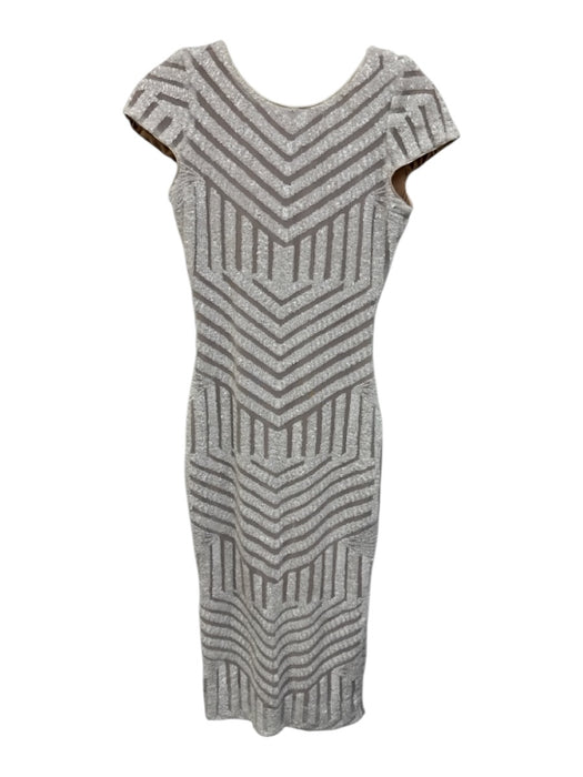 Dress the Population Size Small White Polyester Blend Cap Sleeve Sequinned Dress White / Small
