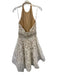 Jovani Size 4 White, Black, Cream Polyester Sleeveless Floral Lace Beaded Dress White, Black, Cream / 4