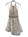 Jovani Size 4 White, Black, Cream Polyester Sleeveless Floral Lace Beaded Dress White, Black, Cream / 4