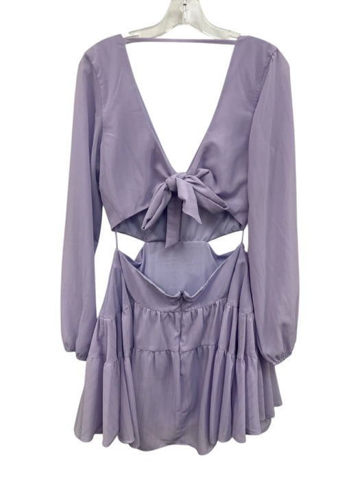 Bardot Size 8/M Light Purple Polyester Long Sleeve Surplice Cut Out Tiered Dress Light Purple / 8/M