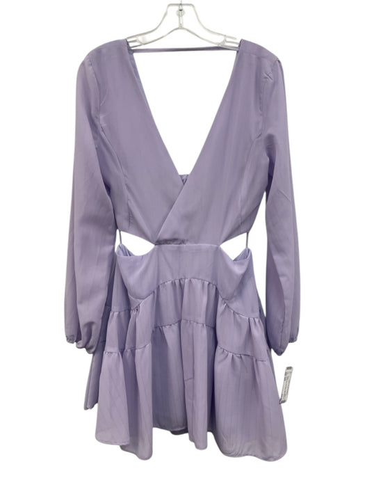 Bardot Size 8/M Light Purple Polyester Long Sleeve Surplice Cut Out Tiered Dress Light Purple / 8/M