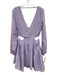 Bardot Size 8/M Light Purple Polyester Long Sleeve Surplice Cut Out Tiered Dress Light Purple / 8/M