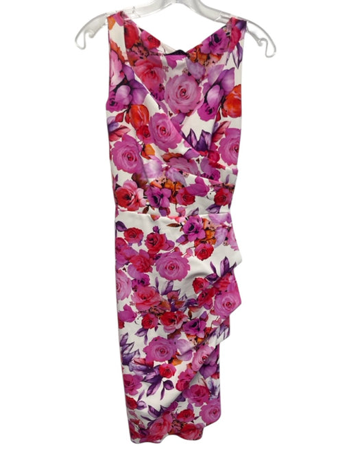 Chiara Boni Size 4 Red, White, Purple Polyamide Blend Sleeveless Surplice Dress Red, White, Purple / 4