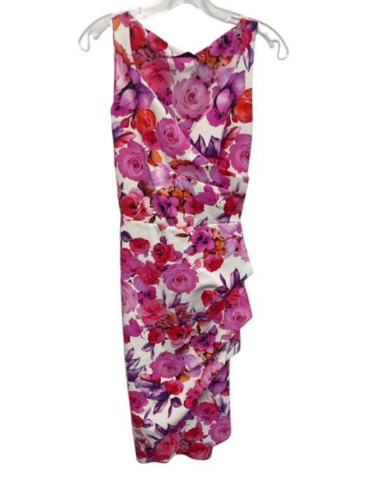 Chiara Boni Size 4 Red, White, Purple Polyamide Blend Sleeveless Surplice Dress Red, White, Purple / 4