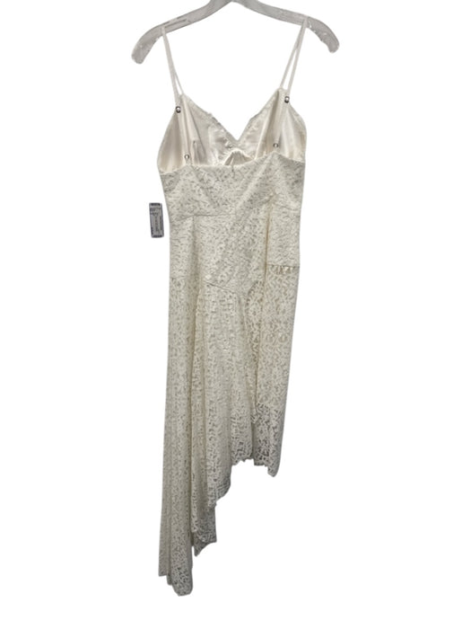 Milly Size 4 White Nylon Blend Spaghetti Strap Lace Below Knee Asymmetric Dress White / 4