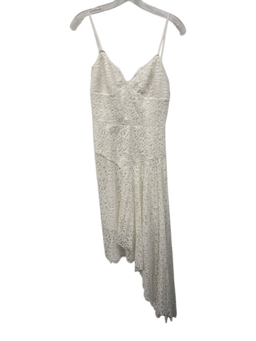 Milly Size 4 White Nylon Blend Spaghetti Strap Lace Below Knee Asymmetric Dress White / 4