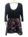 Alice + Olivia Size 8 Black & Multi Polyester Long Sleeve Floral Pleated Dress Black & Multi / 8