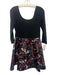 Alice + Olivia Size 8 Black & Multi Polyester Long Sleeve Floral Pleated Dress Black & Multi / 8