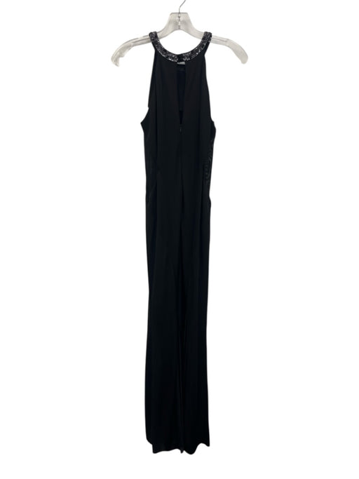 Aidan Mattox Size 4 Black Polyester Sleeveless Sequinned Back Keyhole Gown Black / 4