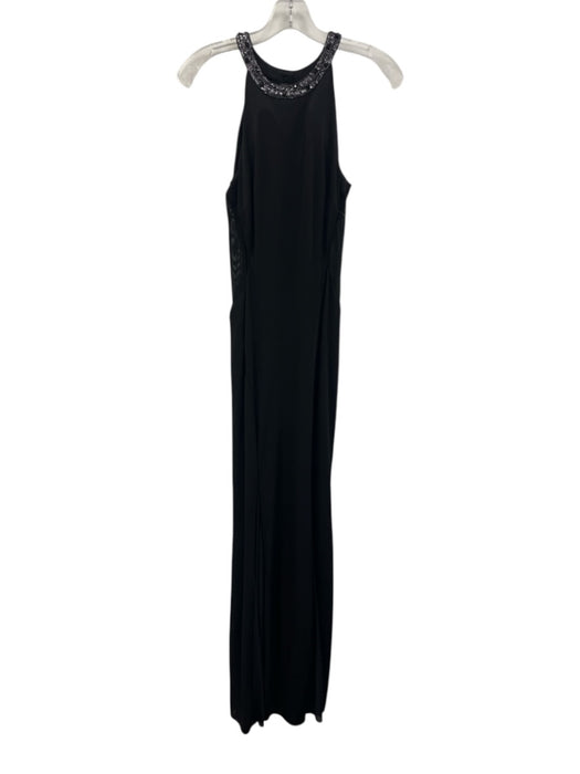 Aidan Mattox Size 4 Black Polyester Sleeveless Sequinned Back Keyhole Gown Black / 4
