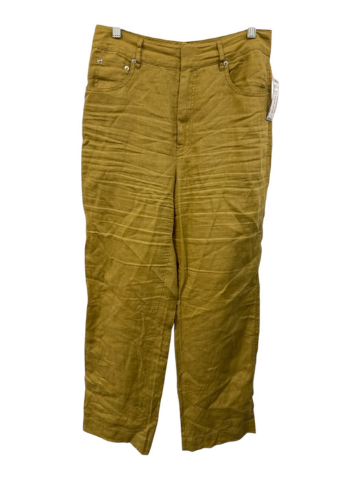Rebecca Taylor Size 8 Beige Green Linen High Rise Wide Leg Pockets Pants Beige Green / 8
