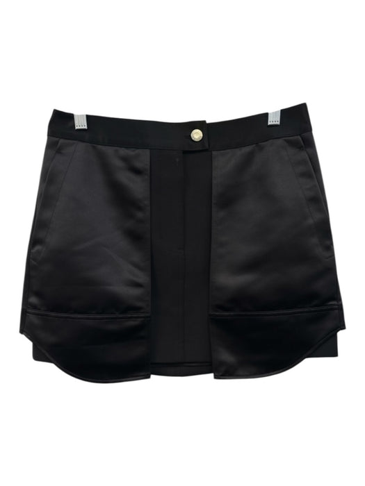 Helmut Lang Size 6 Black Polyester High Rise Fabric Block Satin Pockets Skirt Black / 6