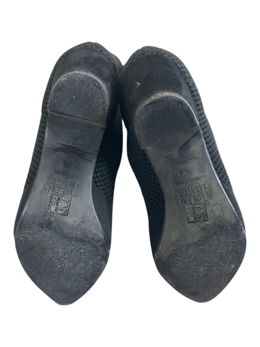 Eileen Fisher Shoe Size 8.5 Black Textile & Leather Almond Toe Open Knit Boots Black / 8.5