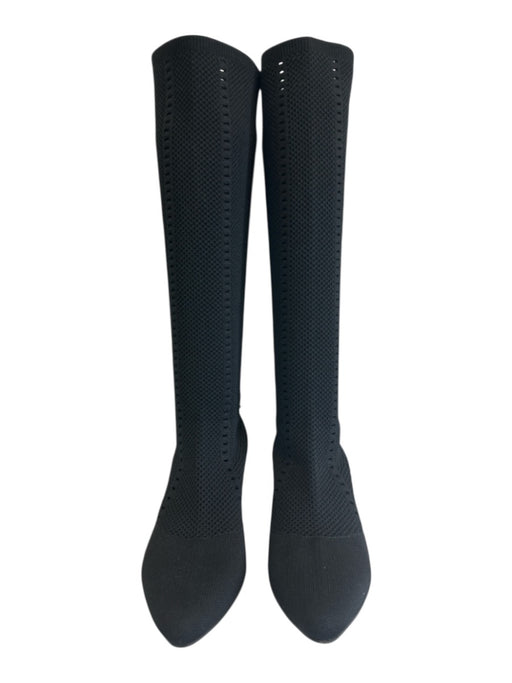 Eileen Fisher Shoe Size 8.5 Black Textile & Leather Almond Toe Open Knit Boots Black / 8.5