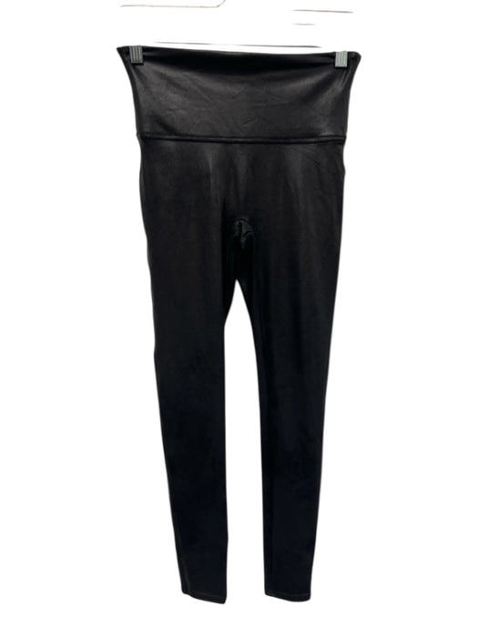 Spanx Size Medium Black Nylon Blend Stretch Waist High Rise Full Length Leggings Black / Medium