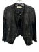 Karen Millen Size 8 Black Leather & Textile Long Sleeve Zip Front Quilted Jacket Black / 8