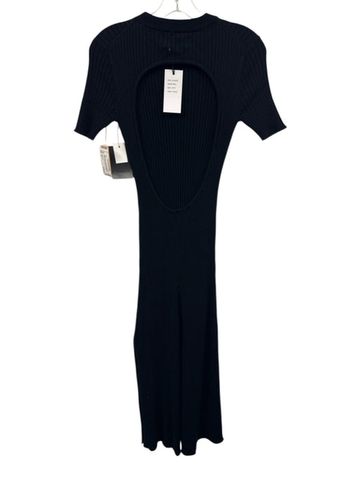 Anna Quan Size 10 Black Cotton Half Sleeve Ribbed Back Cut Out Maxi Dress Black / 10