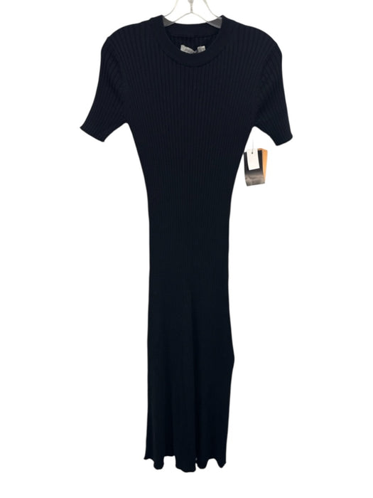 Anna Quan Size 10 Black Cotton Half Sleeve Ribbed Back Cut Out Maxi Dress Black / 10