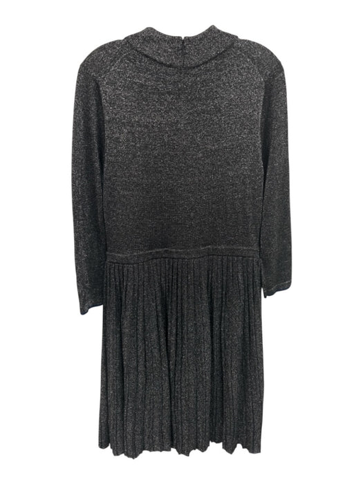 Ted Baker Size 3 Gunmetal & Blue Viscose Blend Long Sleeve Metallic Thread Dress Gunmetal & Blue / 3
