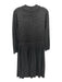 Ted Baker Size 3 Gunmetal & Blue Viscose Blend Long Sleeve Metallic Thread Dress Gunmetal & Blue / 3