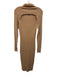 AFRM Size Medium Tan Brown Rayon Blend Long Sleeve Cut Out Ribbed Dress Tan Brown / Medium