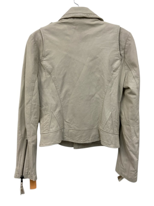 Joie Size Medium Ivory White Lamb leather Long Sleeve Zip Front Tassel Jacket Ivory White / Medium