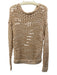 Stefanel Size Medium Beige & White Cotton Long Sleeve Open Knit Sweater Beige & White / Medium