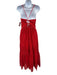 ML Monique Lhuillier Size 4 Red Polyester Lace Overlay Lace Up Midi Dress Red / 4