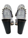 Monique Lhuillier Shoe Size 38.5 Black Leather PVC Faux Pearl Block Heel Sandals Black / 38.5