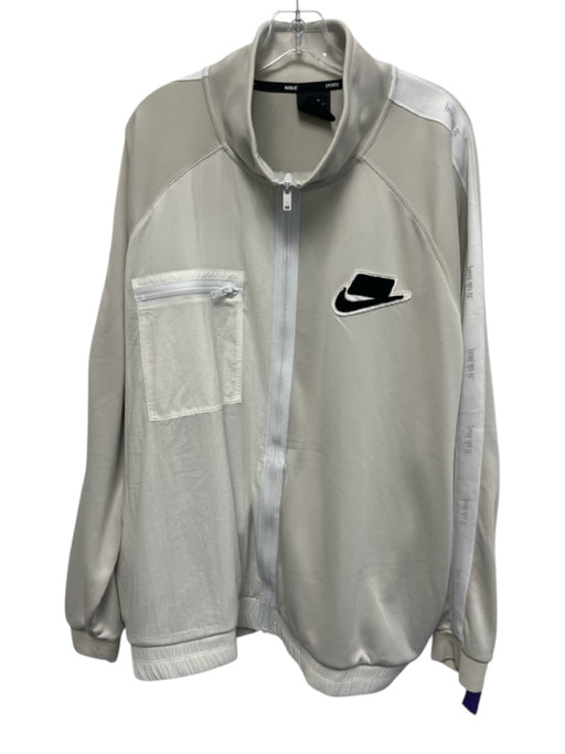 Nike Size xxxl Beige & White Polyester Zipper Men's Jacket Beige & White / xxxl