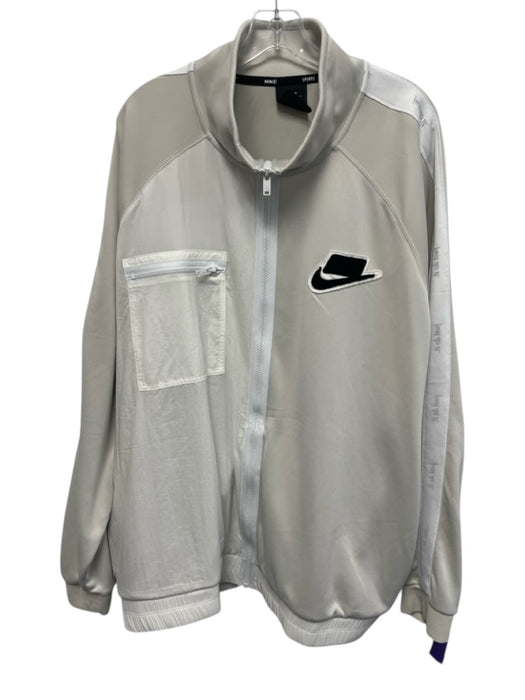 Nike Size xxxl Beige & White Polyester Zipper Men's Jacket Beige & White / xxxl