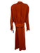 Massimo Dutti Size L Burnt Orange Linen Long Sleeve Wrap Front Collared Dress Burnt Orange / L