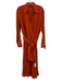 Massimo Dutti Size L Burnt Orange Linen Long Sleeve Wrap Front Collared Dress Burnt Orange / L