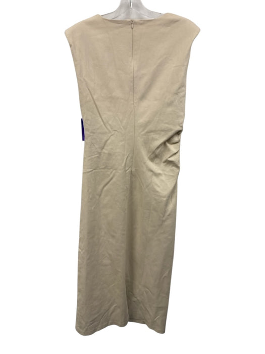 Modern Citizen Size L Ecru Cream Cotton Blend Sleeveless Ruched Side Dress Ecru Cream / L