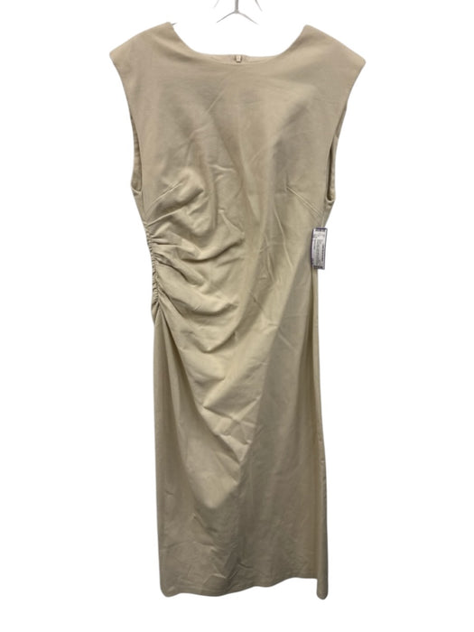 Modern Citizen Size L Ecru Cream Cotton Blend Sleeveless Ruched Side Dress Ecru Cream / L