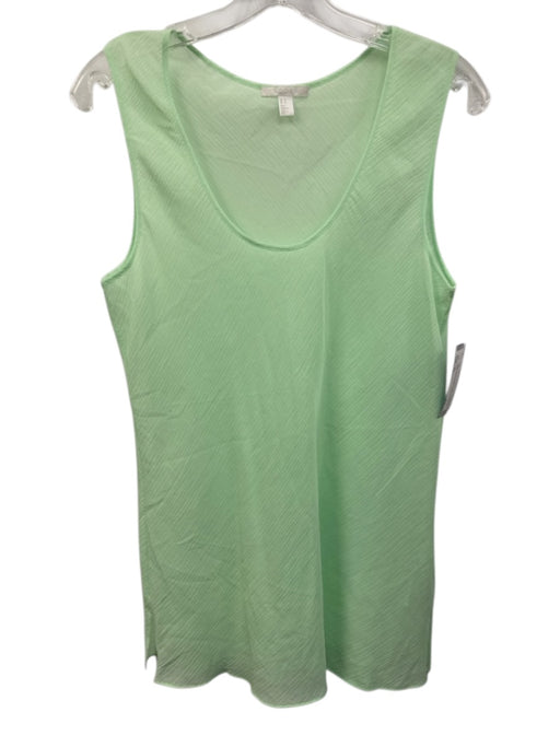 COS Size 12 Bright Green Cotton & Silk Sleeveless U Neck Semi Sheer Textured Top Bright Green / 12