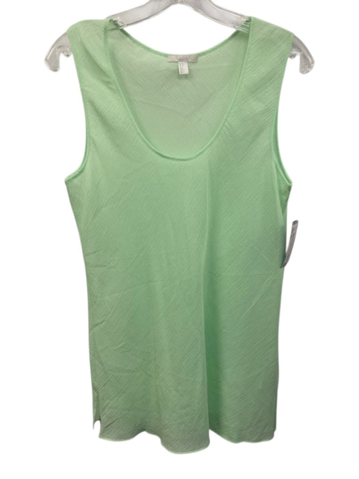 COS Size 12 Bright Green Cotton & Silk Sleeveless U Neck Semi Sheer Textured Top Bright Green / 12