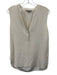 Vince Size 10 Cream White Silk Sleeveless V Neck 1/2 Button Tank Top Cream White / 10
